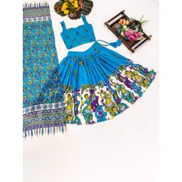 RJ ONLINE Girls Printed Kalamkari Lehenga And Blouse With Dupatta-picture-15