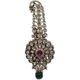 rj raghav Traditional Safa Kalangi Padi Kilangi Kundan Brooch for Groom Men Dulha Kalgi Shadi Gifts i Brooch for Groom/Men .(White Red Green)-picture-12