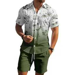 RK Enterprise Men’s Printed Co-Ord Set | Plus Size Casual Shirt & Shorts Set | Nightwear Pajama Suit, Loungewear, Beachwear & Vacation Outfit Design No Shirt-Short Set10-Parent-picture-20