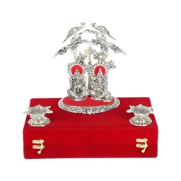 RKONECT Silver-Toned 3 Pieces Laxmi Ganesha & Diya Gift Set-picture-14