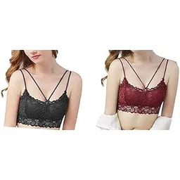 rkpsg Fancy Lace Padded Bra for Women – Elegant & Comfortable with Soft Cups, Non Adjustable Straps & Feminine Style (Pack of 2)(Multicolor)-picture-30