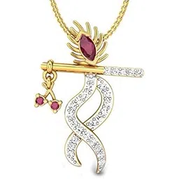 rm jewellers 92.5 Sterling Silver American Diamond Best Krishna Flute Pendant for Women-picture-10