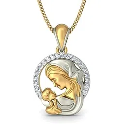rm jewellers 92.5 Sterling Silver American Diamond Lovely 'Mother Child' Pendant for Women-picture-13