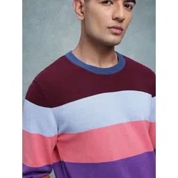 roadster Men Solid Round Neck Multicolor Sweater image 4