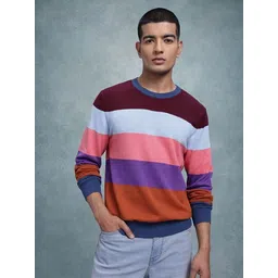 roadster Men Solid Round Neck Multicolor Sweater image 1