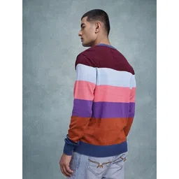 roadster Men Solid Round Neck Multicolor Sweater image 2