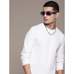 Men Solid Round Neck Pure Cotton White T-Shirt-image-22