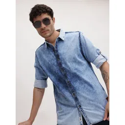 R.Code by The Roadster Life Co. Faded Pure Cotton Denim Casual Shirt-picture-16