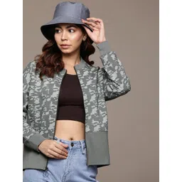 Roadster Abstract Print Mock Collar Sporty Jacket-image-1