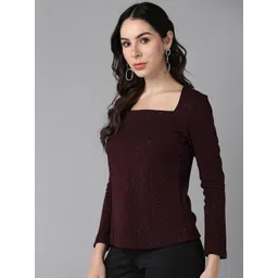Roadster Brown Square Neck Fitted Top-picture-22