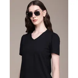 roadster Casual Puff Sleeves Solid Women Black Top-picture-10