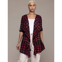 Roadster Checked Pure Cotton Longline Shrug-picture-16