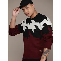 Roadster Men Abstract Printed Acrylic Pullover Sweater-picture-11