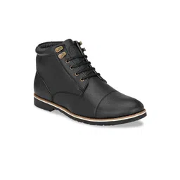 Roadster Men Black Mid-Top Flat Boots-image-20
