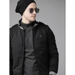 Roadster Men Black Pure Cotton Solid Varsity Jacket-picture-11