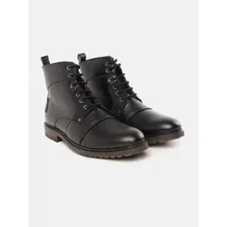 Roadster Men Black Solid Mid-Top Flat Boots image 1
