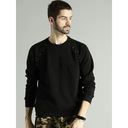 Roadster Men Black Solid Sweatshirt-picture-20