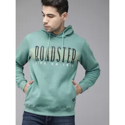 Roadster Men Blue & Black Printed Hooded Sweatshirt-picture-14