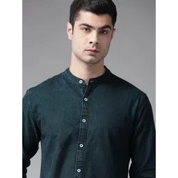 Roadster Men Blue Regular Fit Solid Pure Cotton Casual Sustainable Shirt image 1