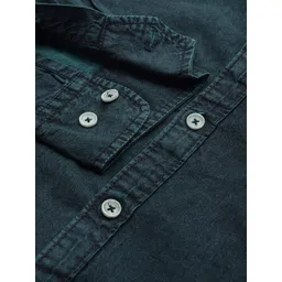 Roadster Men Blue Regular Fit Solid Pure Cotton Casual Sustainable Shirt image 3