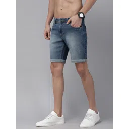 Roadster Men Blue Slim Fit Denim Shorts-picture-32
