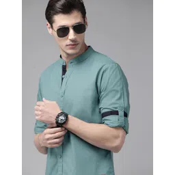 Roadster Men Blue Solid Pure Cotton Casual Shirt-picture-28