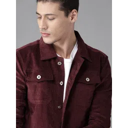 Roadster Men Burgundy Solid Corduroy Tailored Jacket-picture-18