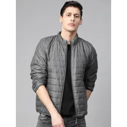 Roadster Men Charcoal Grey Packable Puffer Jacket-picture-23