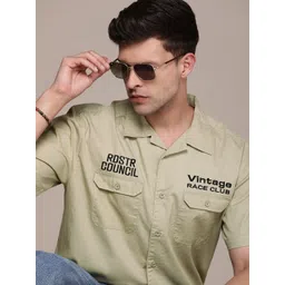 Roadster Men Embroidered Relaxed Cuban Collar Pure Cotton Casual Shirt-picture-34