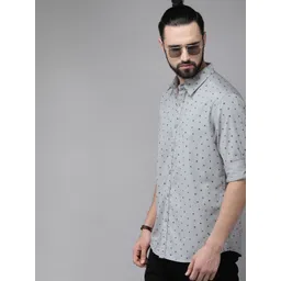 Roadster Men Grey & Black Regular Fit Printed Casual Shirt-picture-29