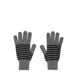 Roadster Men Grey & Black Striped Winter Hand Gloves-picture-40