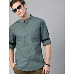 Roadster Men Grey Pure Cotton Sustainable Casual Shirt-image-8