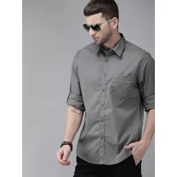 Roadster Men Grey Regular Fit Solid Casual Sustainable Shirt-picture-19