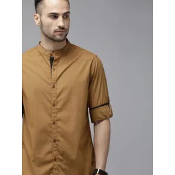 Roadster Men Khaki Regular Fit Solid Sustainable Casual Shirt-picture-27