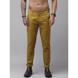 Roadster Men Khaki Solid Slim Fit Regular Trousers-picture-13
