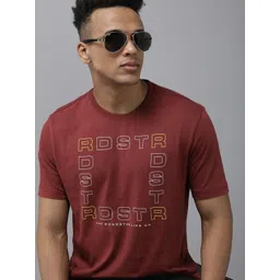 Roadster Men Maroon Brand Logo Printed Pure Cotton T-shirt-picture-23