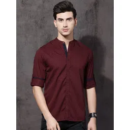 Roadster Men Maroon Regular Fit Solid Sustainable Casual Shirt-picture-28