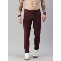 Roadster Men Maroon Self DesignTrousers-picture-14