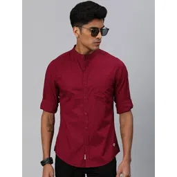 Roadster Men Maroon Slim Fit Casual Sustainable Shirt-picture-18
