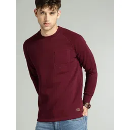 Roadster Men Maroon Solid Sweatshirt-picture-13