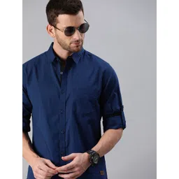 Roadster Men Navy Blue Regular Fit Solid Sustainable Casual Shirt-picture-35
