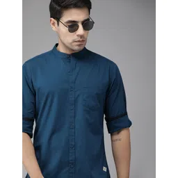 Roadster Men Navy Blue Regular Fit Solid Sustainable Casual Shirt-picture-30