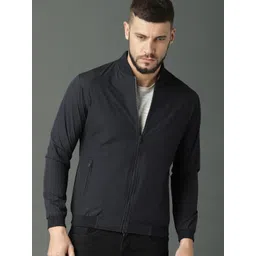 Roadster Men Navy Blue Solid Bomber-picture-26