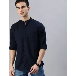 Roadster Men Navy Blue Solid Regular Fit Casual Sustainable Shirt-picture-20