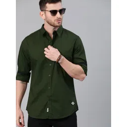 Roadster Men Olive Green Pure Cotton Sustainable Casual Shirt-picture-29