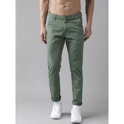 Roadster Men Olive Green Slim Fit Chinos Trousers-picture-24