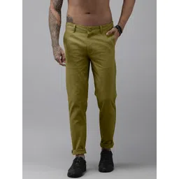 Roadster Men Olive Green Slim Tapered Fit Chinos-image-32