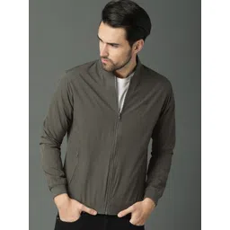 Roadster Men Olive Green Solid Bomber-picture-35