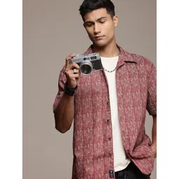 Roadster Men Printed Cuban Collar Relaxed Fit Pure Cotton Casual Shirt-picture-30