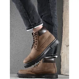 Roadster Men Round Toe Mid-Top Lace-Ups Chunky Boots-picture-10